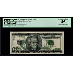 1996 $20 ERROR Federal Reserve Note PCGS 45