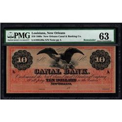 1860's $10 New Orleans Canal Banking Note PMG 63