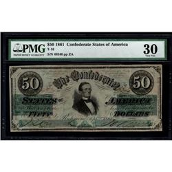 1861 $50 Confederate States of America Note PMG 30