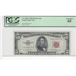 1953 $5 Legal Tender STAR Note PCGS 65