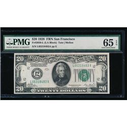 1928 $20 San Francisco Federal Reserve Note PMG 65EPQ