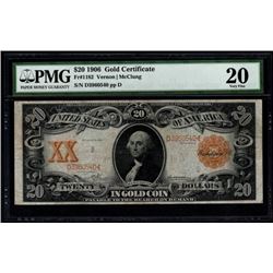 1906 $20 Gold Certificate PMG 20