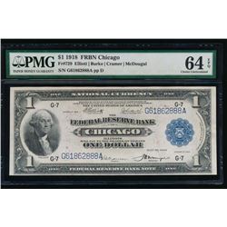 1918 $1 Chicago Federal Reserve Bank Note PMG 64EPQ