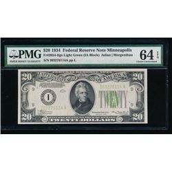 1934 $20 Minneapolis Federal Reserve Note PMG 64EPQ