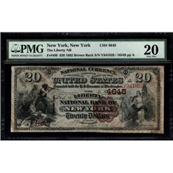 1882 $20 New York National Bank Note PMG 20