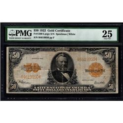 1922 $50 Gold Certificate PMG 25