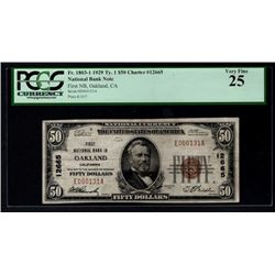 1929 $50 Oakland National Bank Note PCGS 25