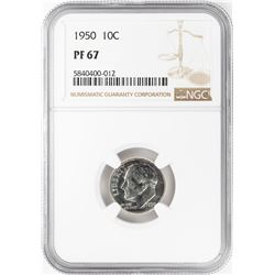 1950 Proof Roosevelt Dime Coin NGC PF67