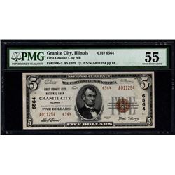 1929 $5 Granite City National Bank Note PMG 55