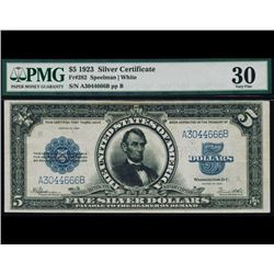 1923 $5 Lincoln Porthole Silver Certificate PMG 30