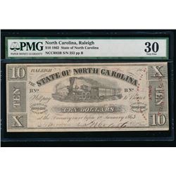 1862 $10 Raleigh NC Obsolete Note PMG 30