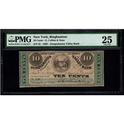 1862 Ten Cent Binghamton Fractional Note PMG 25