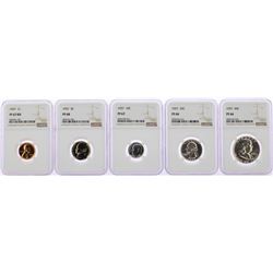1957 (5) Coin Proof Set NGC Graded PF66/PF67RD/PF67/PF68