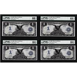 Low Serial # Cut Sheet of 1899 $1 Black Eagle Silver Certificate Notes PMG 64EPQ/66EPQ
