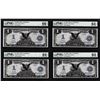 Image 1 : Low Serial # Cut Sheet of 1899 $1 Black Eagle Silver Certificate Notes PMG 64EPQ/66EPQ