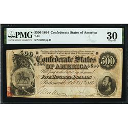 1864 $500 Confederate States of America Note PMG 30