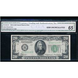 1934A $20 New York Federal Reserve Note CGA 65