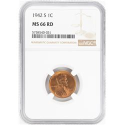 1942-S Lincoln Wheat Cent Coin NGC MS66RD