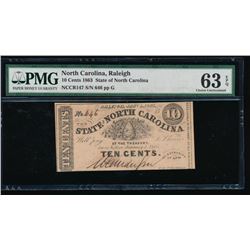 10 Cent 1863 Raleigh NC Obsolete Note PMG 63EPQ