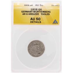 1808 Germany-Wurttemberg AR 6 Kreuzer Coin ANACS AU Details