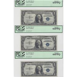 1935A $1 Silver Certificates PMG 7 Consecutive Notes