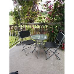 Patio set and shelves