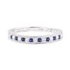 Image 2 : 0.20 ctw Sapphire and Diamond Straight-Line Double Milgrain Band - 10KT White Go