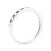 Image 4 : 0.20 ctw Sapphire and Diamond Straight-Line Double Milgrain Band - 10KT White Go