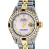 Image 1 : Rolex Ladies 2 Tone 14K Pink MOP Diamond & Ruby Datejust Wristwatch