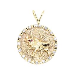 1.07 ctw Diamond And Ruby Pendant - 14KT Yellow Gold