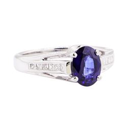 1.62 ctw Sapphire And Diamond Ring - 18KT White Gold