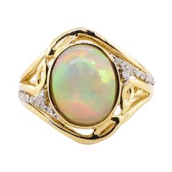 3.12 ctw Opal and Diamond Ring - 14KT Yellow Gold