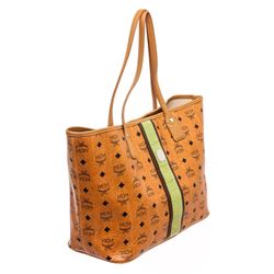MCM Cognac Visetos Coated Canvas Large Tote Bag