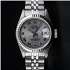 Image 1 : Rolex Ladies Stainless Steel Slate Grey Roman White Gold Bezel Datejust Wristwat