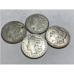 Lot of 4- US Morgan Silver Dollars