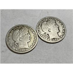 1909p-1909s Barber Half Dollar Lot