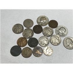 17 pcs. Mixed US Coins Lot- 1c-10c-5c-25c- Type