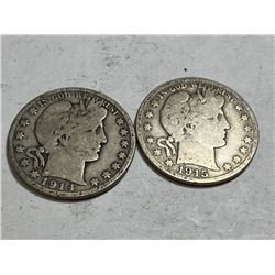 1914s-1915s Barber Half Dollars
