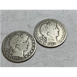 1912 -1913 S Mint Barber Half Dollars Full Rim