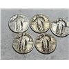 Image 1 : Lot of 5 Better Grade Standing Liberty 25c
