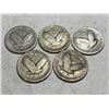 Image 2 : Lot of 5 Better Grade Standing Liberty 25c