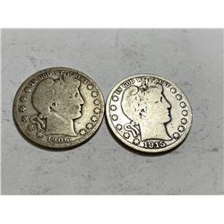 1906d-1915s Barber Half Dollars