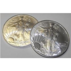 Lot of (2) US SIlver Eagles - BU Grade -