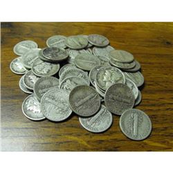 Lot of (50) Mercury Dimes - Circulated