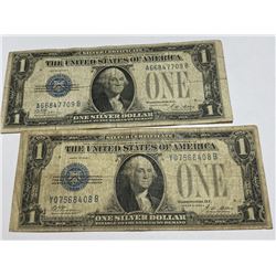 (2) 1928 FUNNYBACK $1 Silver Certificates
