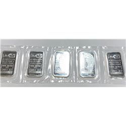(5) JM Brand 1 oz. Silver Bars - Collectible