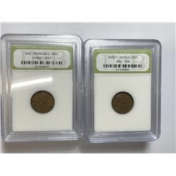(10) LIncoln Wheat Cents in Slabs