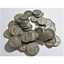 A Lot with 50 Mercury Dimes - various