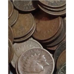 100 Indian Head Cents - Circulated