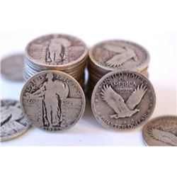 (10) Circulated Standing Liberty  Quarters